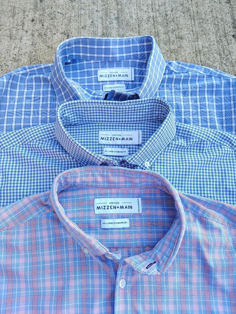 Mizzen+Main Leeward Men's XXL 2XL Button Down Shirts Lot of 3 Plaid Performance